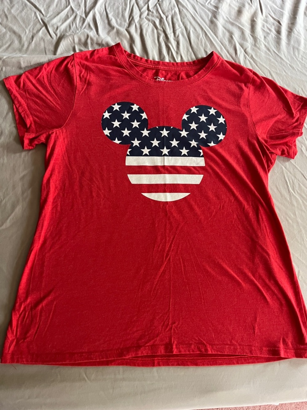 Disney Red Tee with Stars & Stripes Mouse Graphic